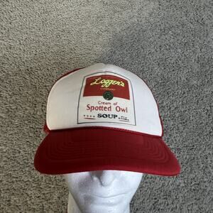 SAN SUN Hat Cap Snap Back Mens One Size Red Trucker Cream Of Spotted Owl Patch